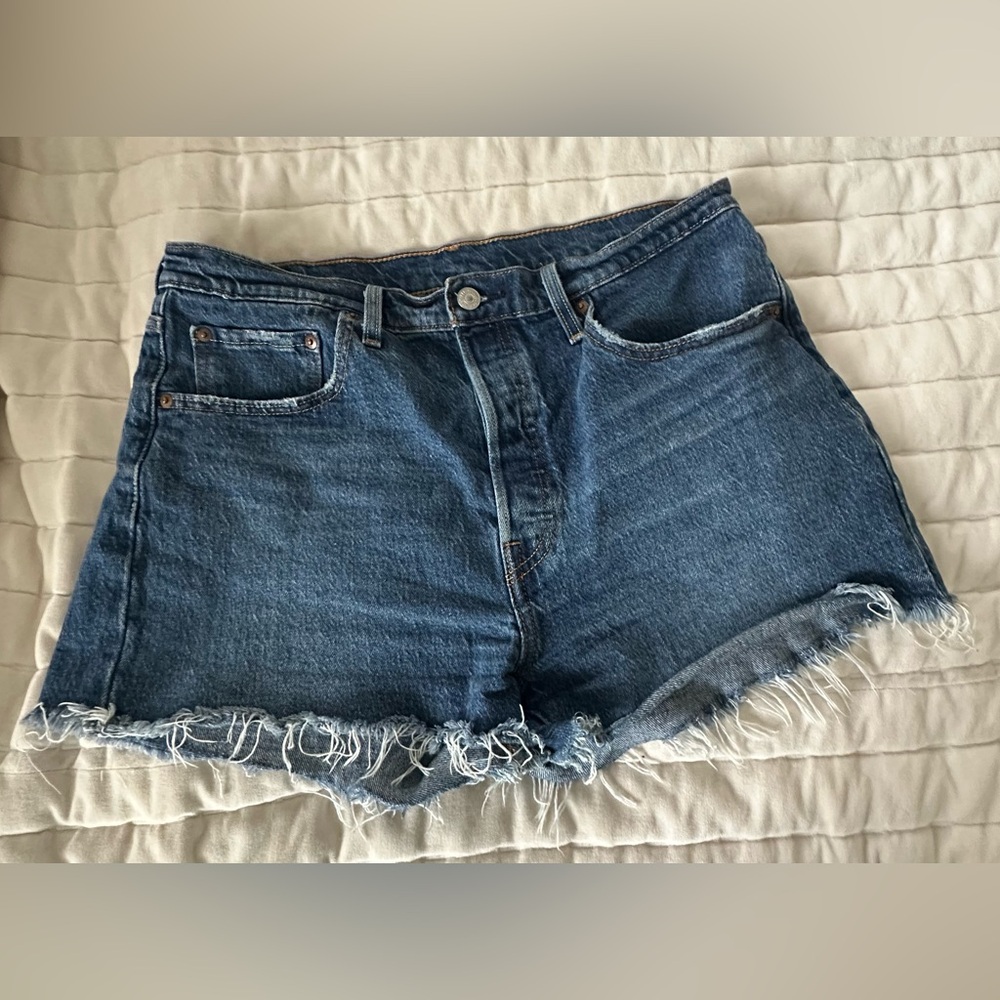 Levi's 501 Blue Jean Shorts with Frayed Hem